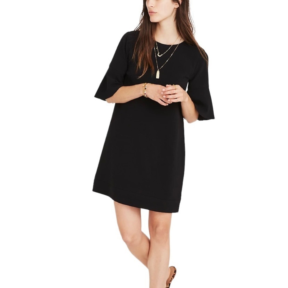 Madewell Black Flutter Sleeves Midi Dress. Sz XS